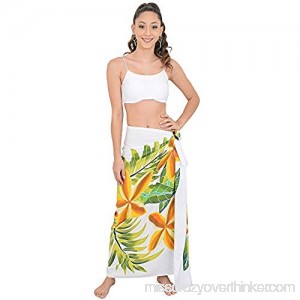 ISLAND STYLE CLOTHING Womens Sarong Blossom Plumeria Hawaiian Bikini Swimsuit Beach Cover Up + Coconut Clip White B07G3MN2Y7